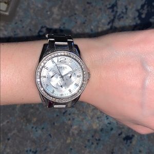Silver fossil watch